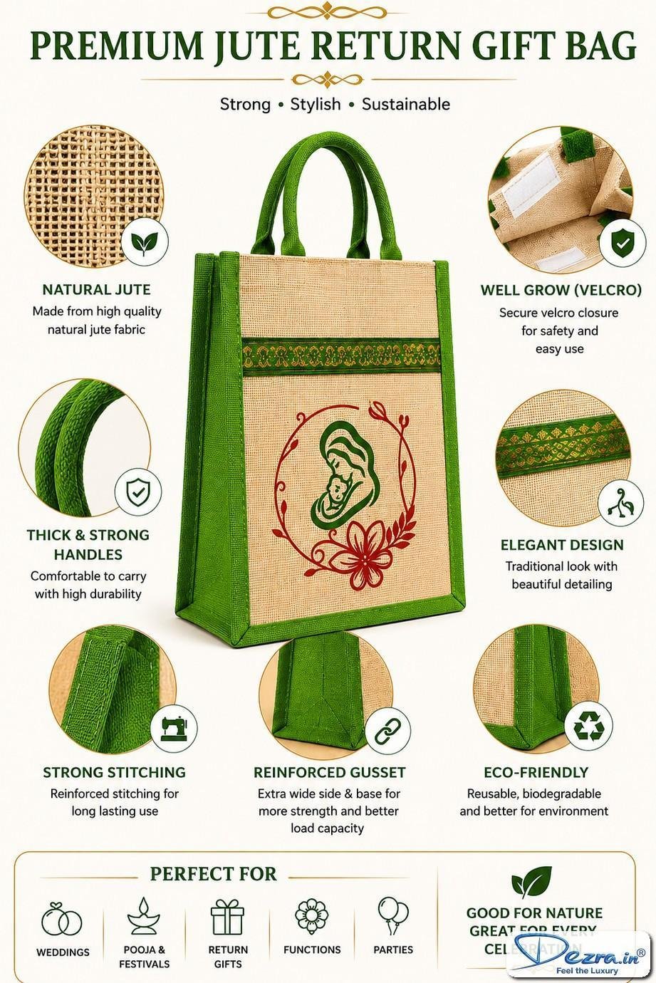 Mother & Baby Print Jute Return Gift Bags