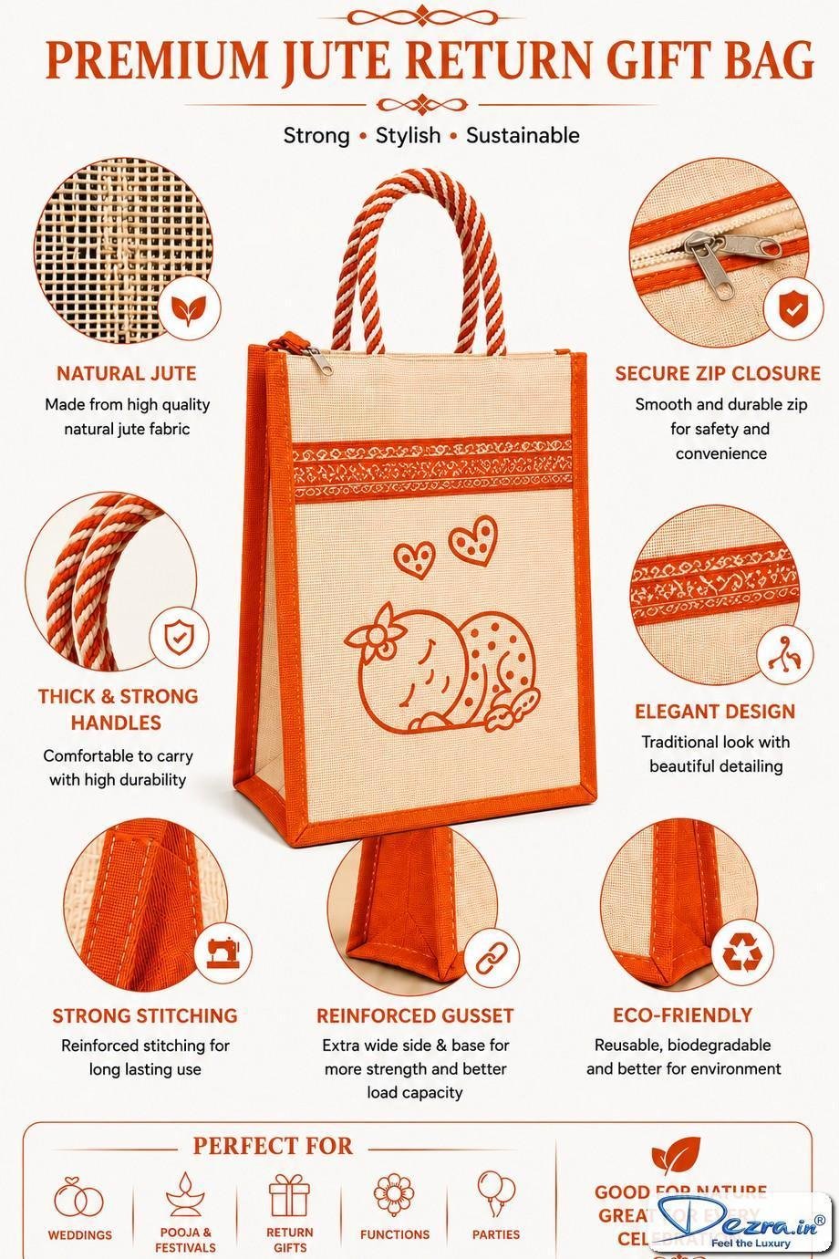 Sleeping Baby Print Jute Return Gift Bags
