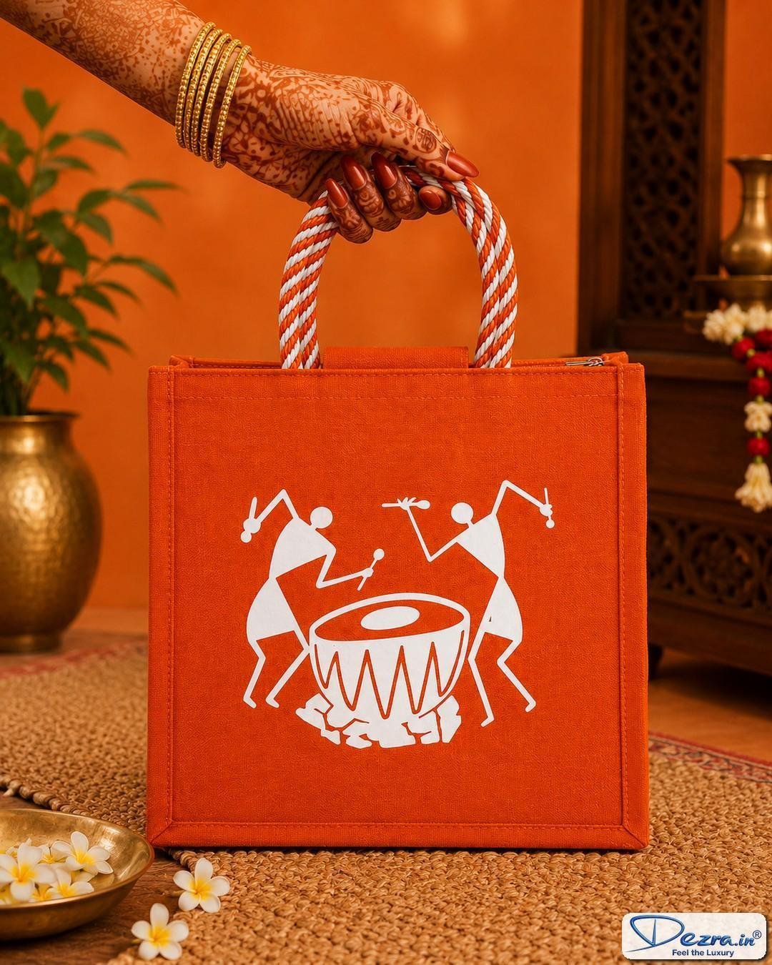 Warli Print Jute Return Gift Bags | Perfect for Every Celebration - Image 2