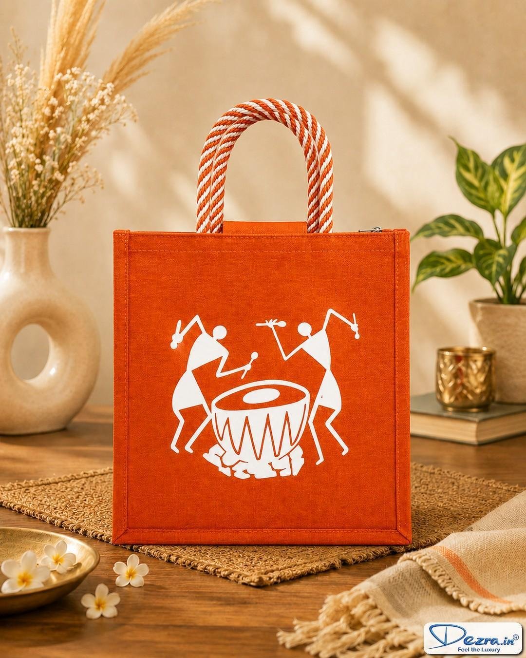 Warli Print Jute Return Gift Bags | Perfect for Every Celebration - Image 3