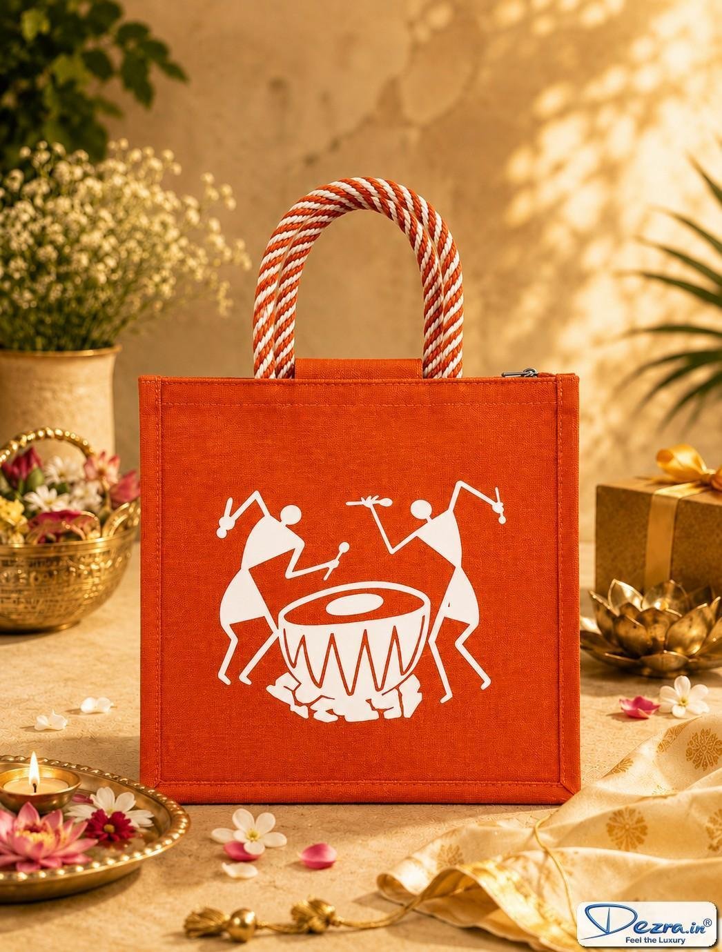 Warli Print Jute Return Gift Bags | Perfect for Every Celebration - Image 4
