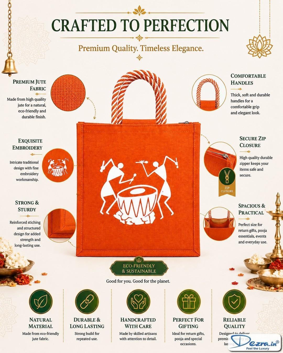 Warli Print Jute Return Gift Bags | Perfect for Every Celebration - Image 7