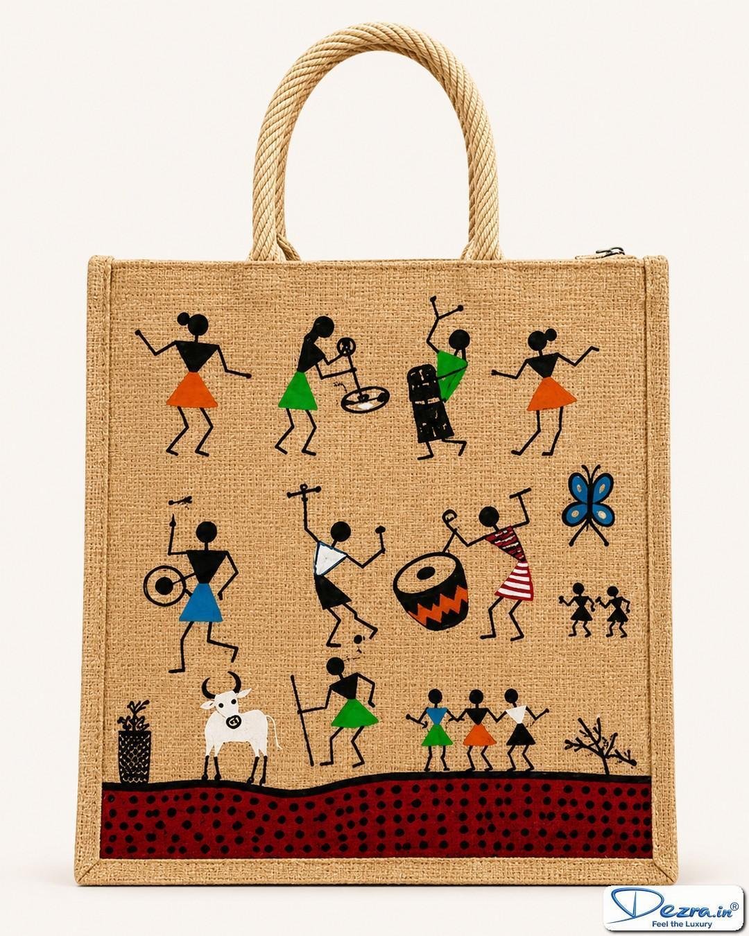 Warli Print Jute Return Gift Bags | Perfect for Every Celebration