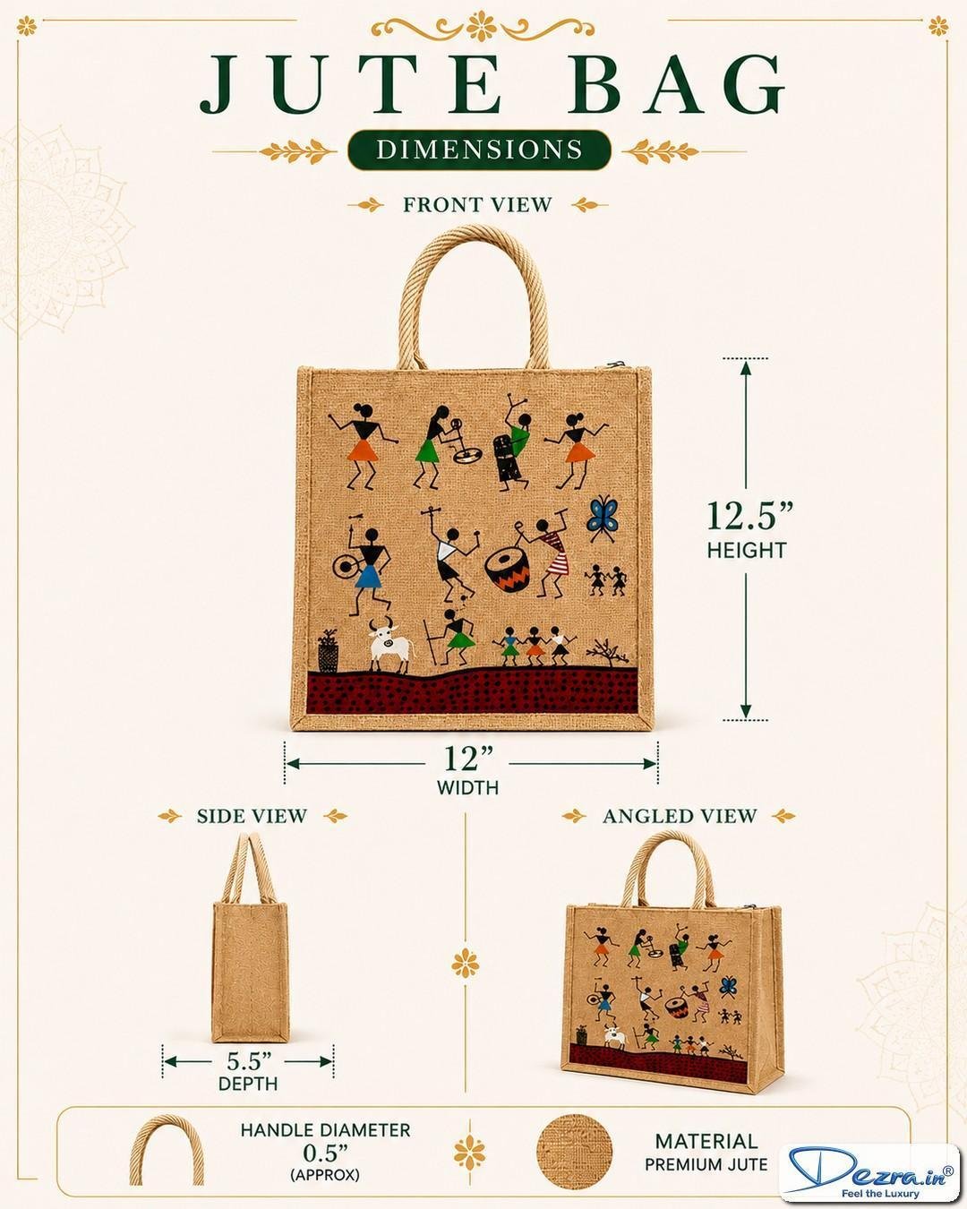 Warli Print Jute Return Gift Bags | Perfect for Every Celebration - Image 5