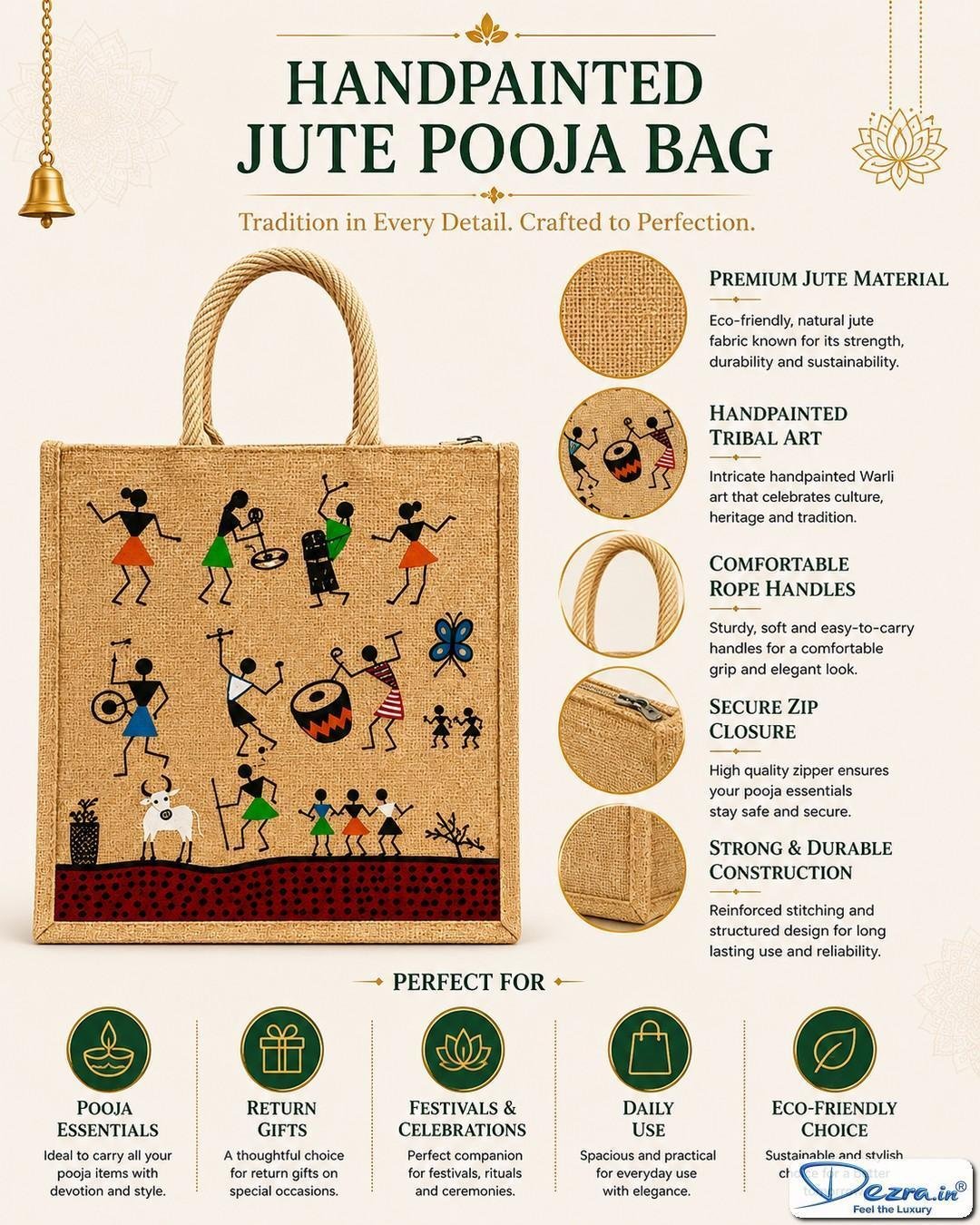 Warli Print Jute Return Gift Bags | Perfect for Every Celebration - Image 7