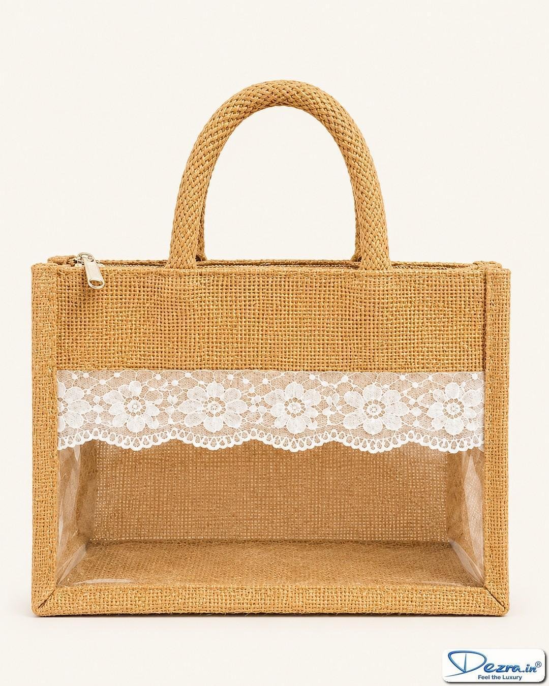 Jute Gift Bags with Transparent PVC Window | Custom Return Gift Bags