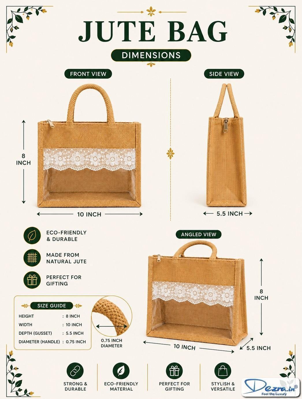 Jute Gift Bags with Transparent PVC Window | Custom Return Gift Bags - Image 5