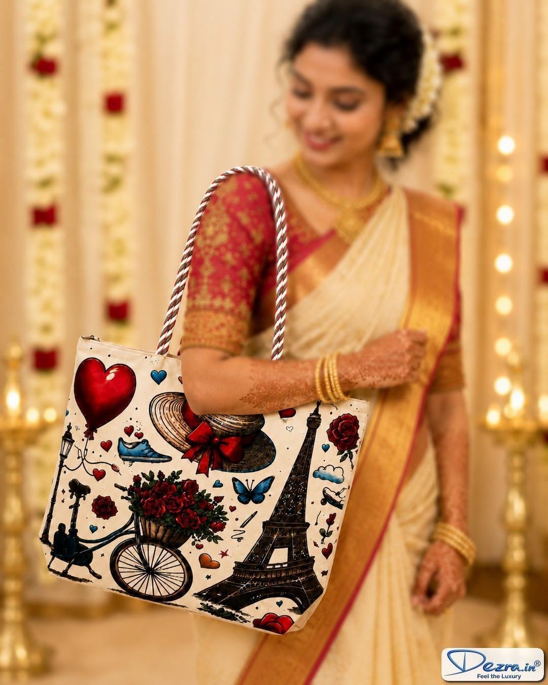 Paris Print Jute Return Gift Bags | Eco-Friendly Custom Bags for All Events - Image 2