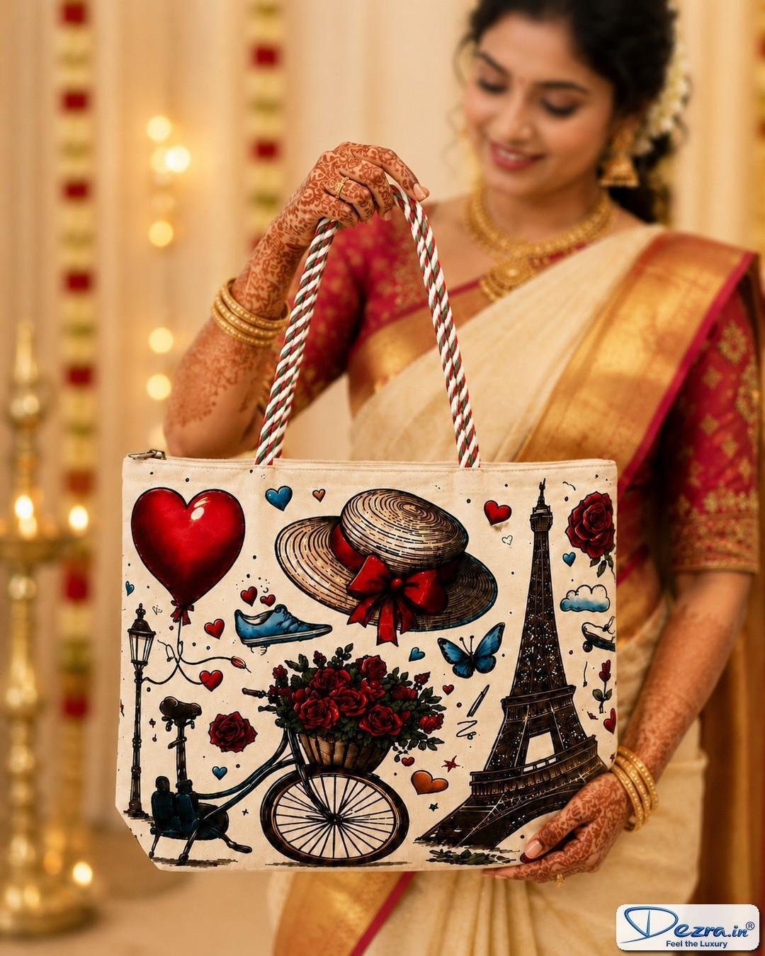 Paris Print Jute Return Gift Bags | Eco-Friendly Custom Bags for All Events - Image 3