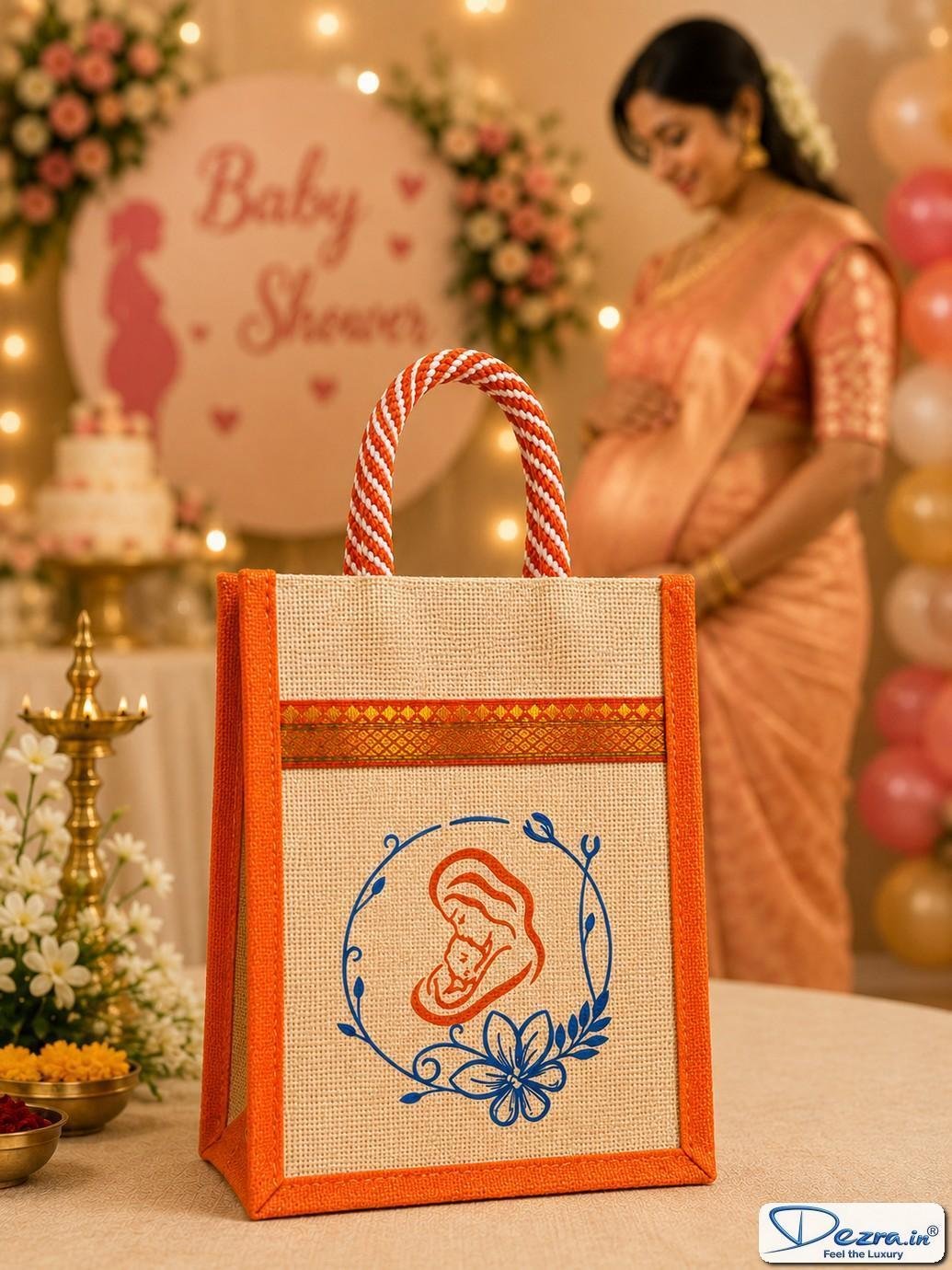 Mother & Baby Print Jute Return Gift Bags | Eco-Friendly Custom Baby Shower & Naming Ceremony Gift Bags - Image 3