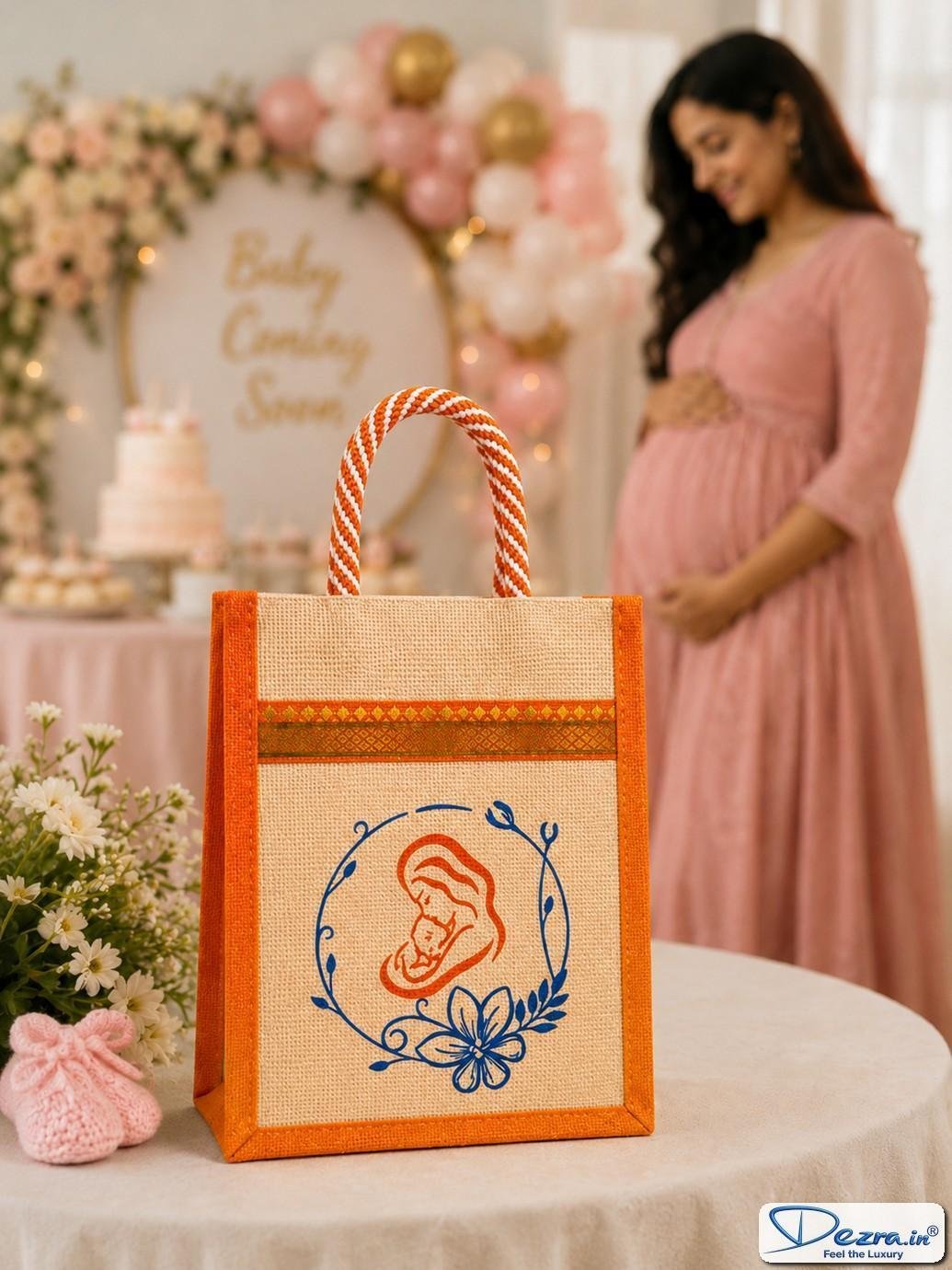 Mother & Baby Print Jute Return Gift Bags | Eco-Friendly Custom Baby Shower & Naming Ceremony Gift Bags - Image 4