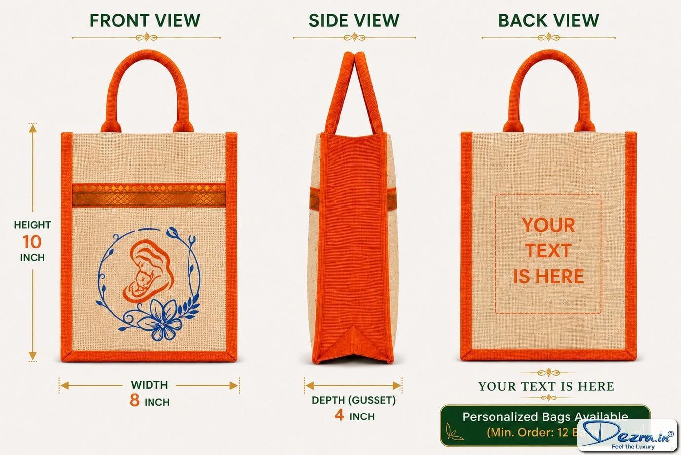 Mother & Baby Print Jute Return Gift Bags | Eco-Friendly Custom Baby Shower & Naming Ceremony Gift Bags - Image 6