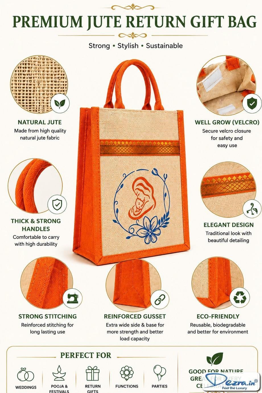 Mother & Baby Print Jute Return Gift Bags | Eco-Friendly Custom Baby Shower & Naming Ceremony Gift Bags - Image 7
