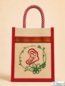 Mother & Baby Print Jute Return Gift Bags | Eco-Friendly Custom Baby Shower & Naming Ceremony Gift Bags