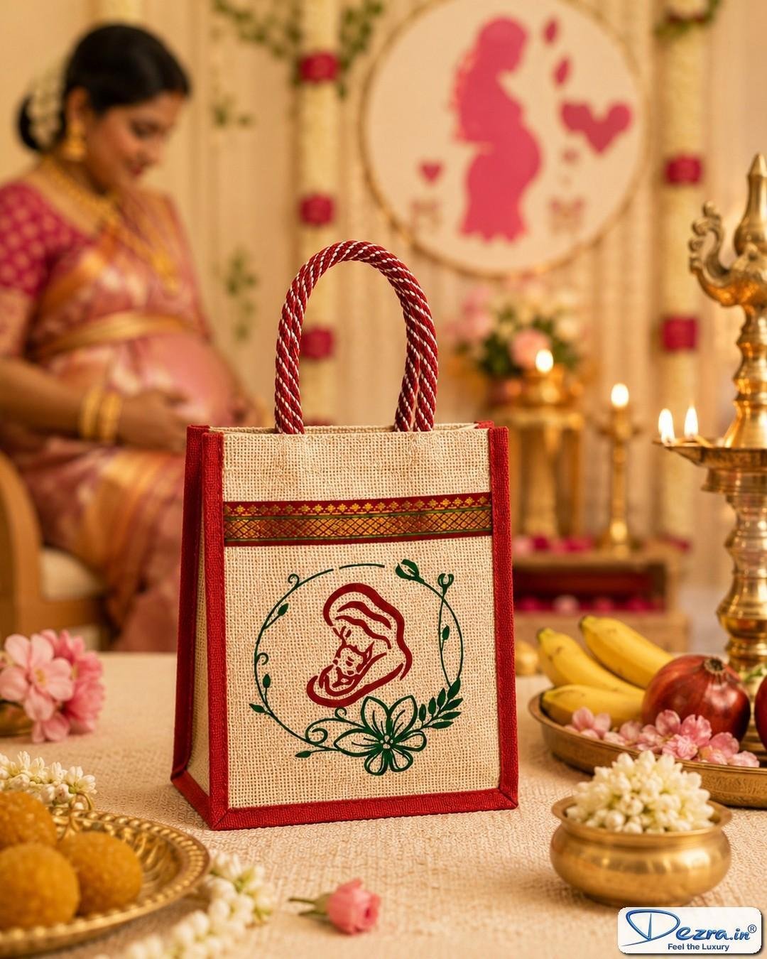 Mother & Baby Print Jute Return Gift Bags | Eco-Friendly Custom Baby Shower & Naming Ceremony Gift Bags - Image 3