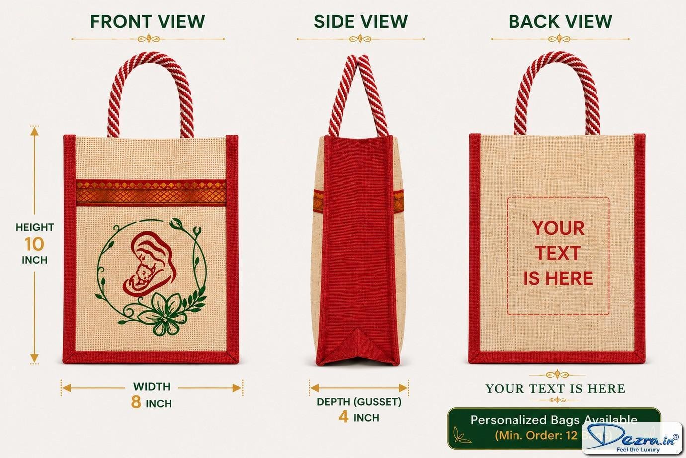 Mother & Baby Print Jute Return Gift Bags | Eco-Friendly Custom Baby Shower & Naming Ceremony Gift Bags - Image 6