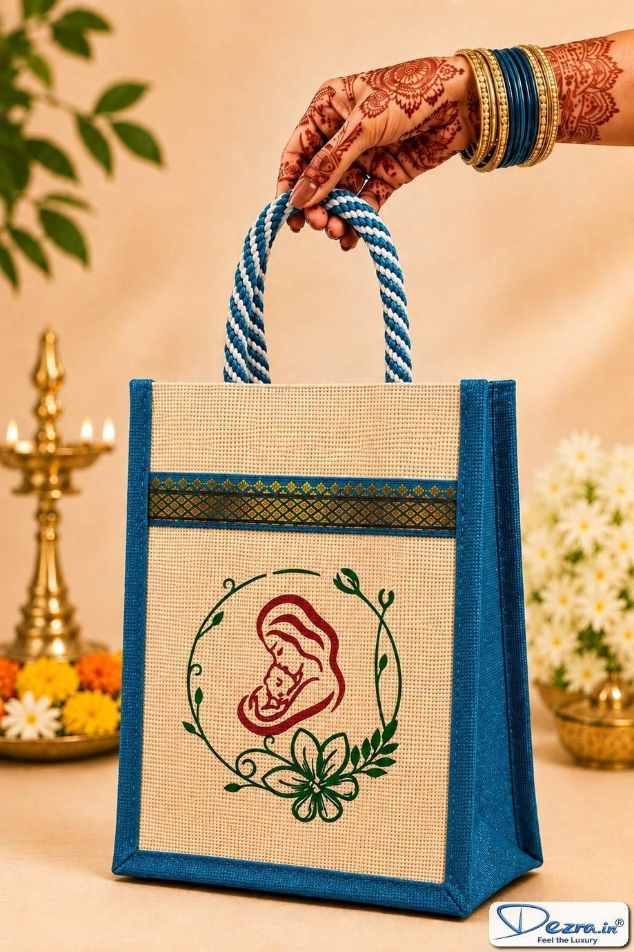 Mother & Baby Print Jute Return Gift Bags | Eco-Friendly Custom Baby Shower & Naming Ceremony Gift Bags - Image 2