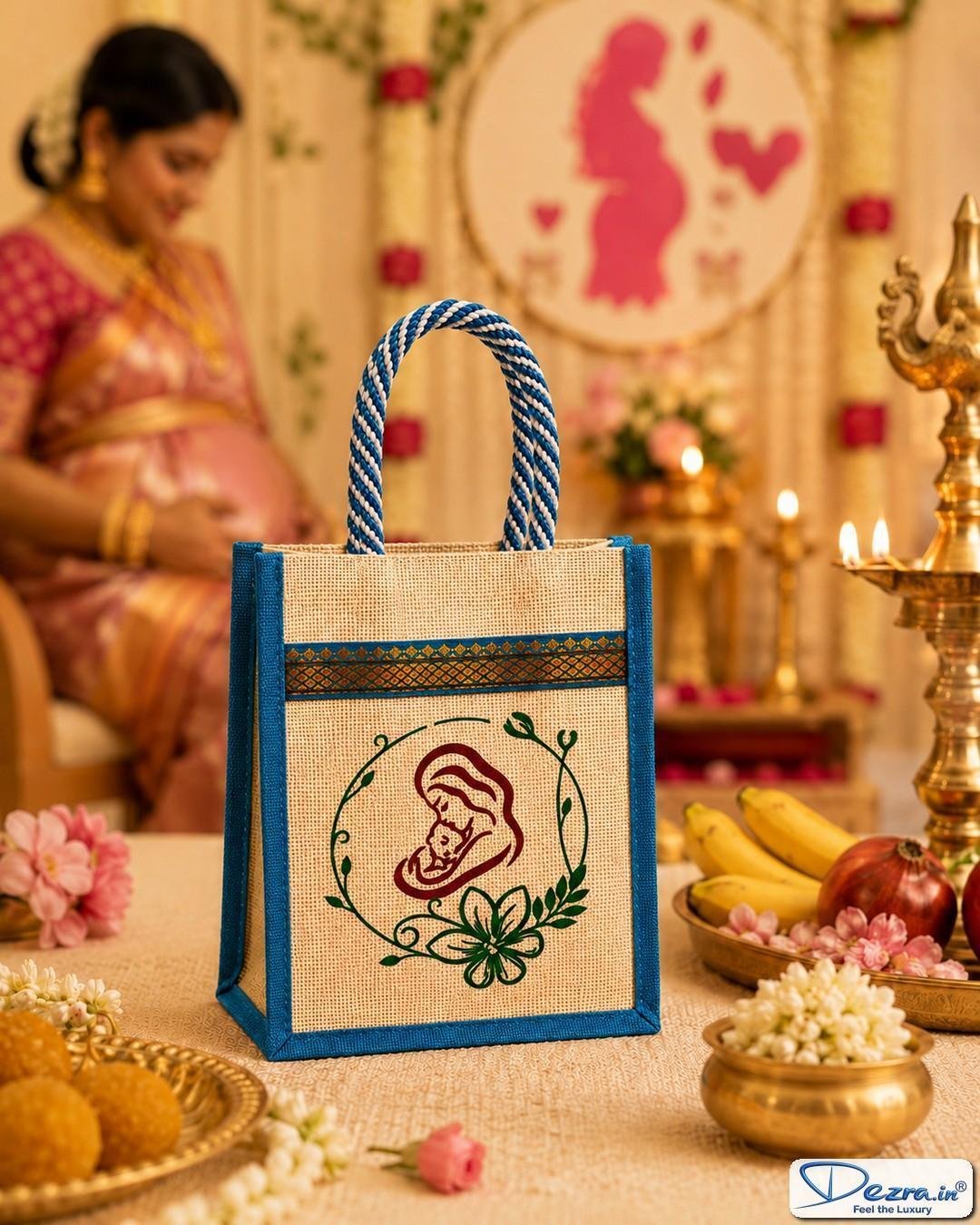 Mother & Baby Print Jute Return Gift Bags | Eco-Friendly Custom Baby Shower & Naming Ceremony Gift Bags - Image 3
