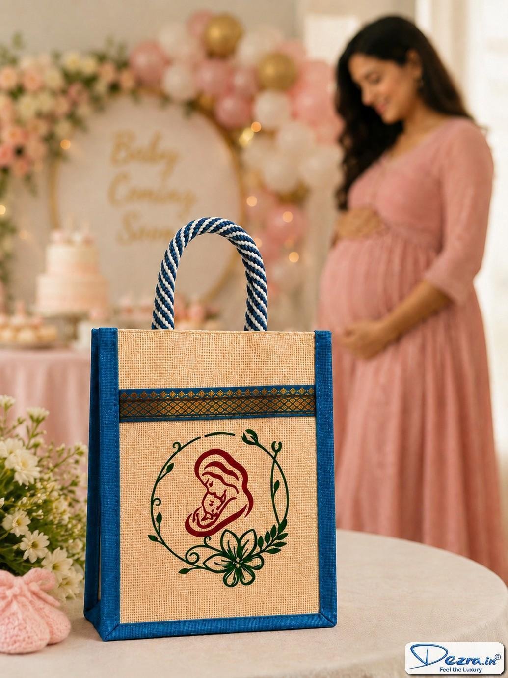 Mother & Baby Print Jute Return Gift Bags | Eco-Friendly Custom Baby Shower & Naming Ceremony Gift Bags - Image 4