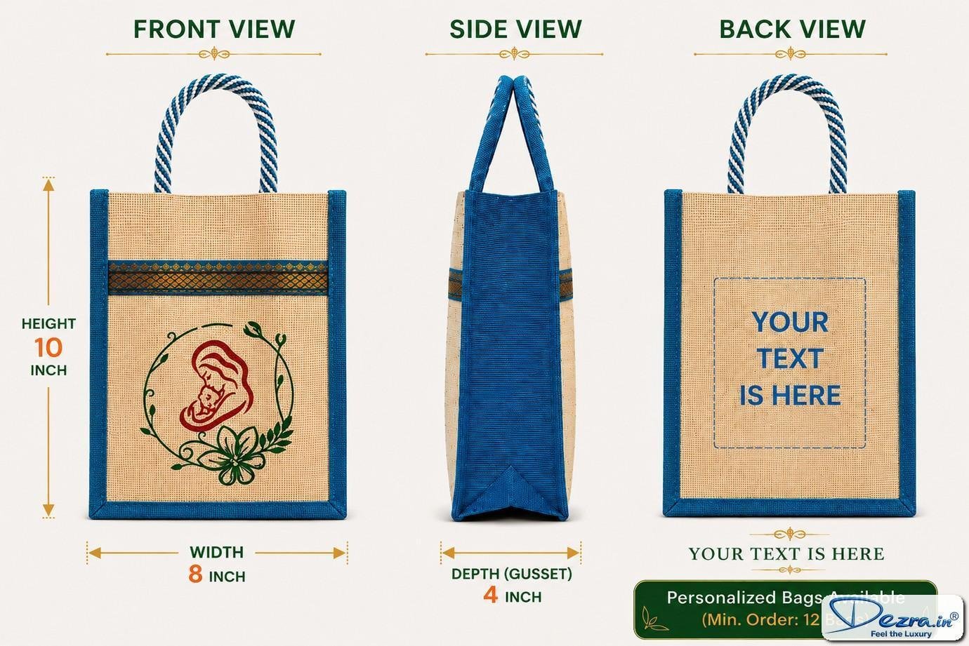 Mother & Baby Print Jute Return Gift Bags | Eco-Friendly Custom Baby Shower & Naming Ceremony Gift Bags - Image 6