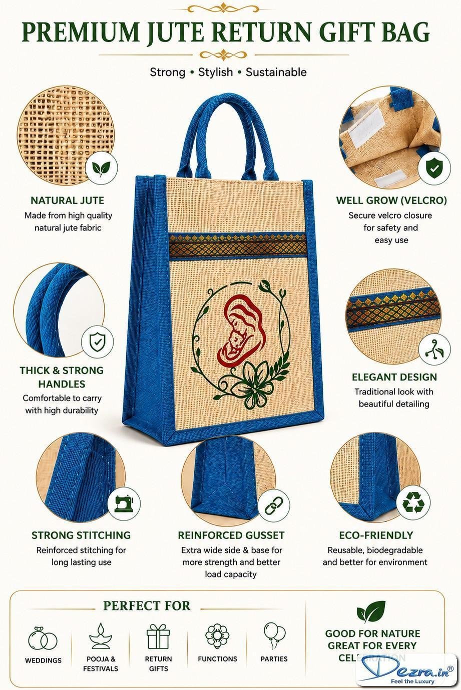 Mother & Baby Print Jute Return Gift Bags | Eco-Friendly Custom Baby Shower & Naming Ceremony Gift Bags - Image 7