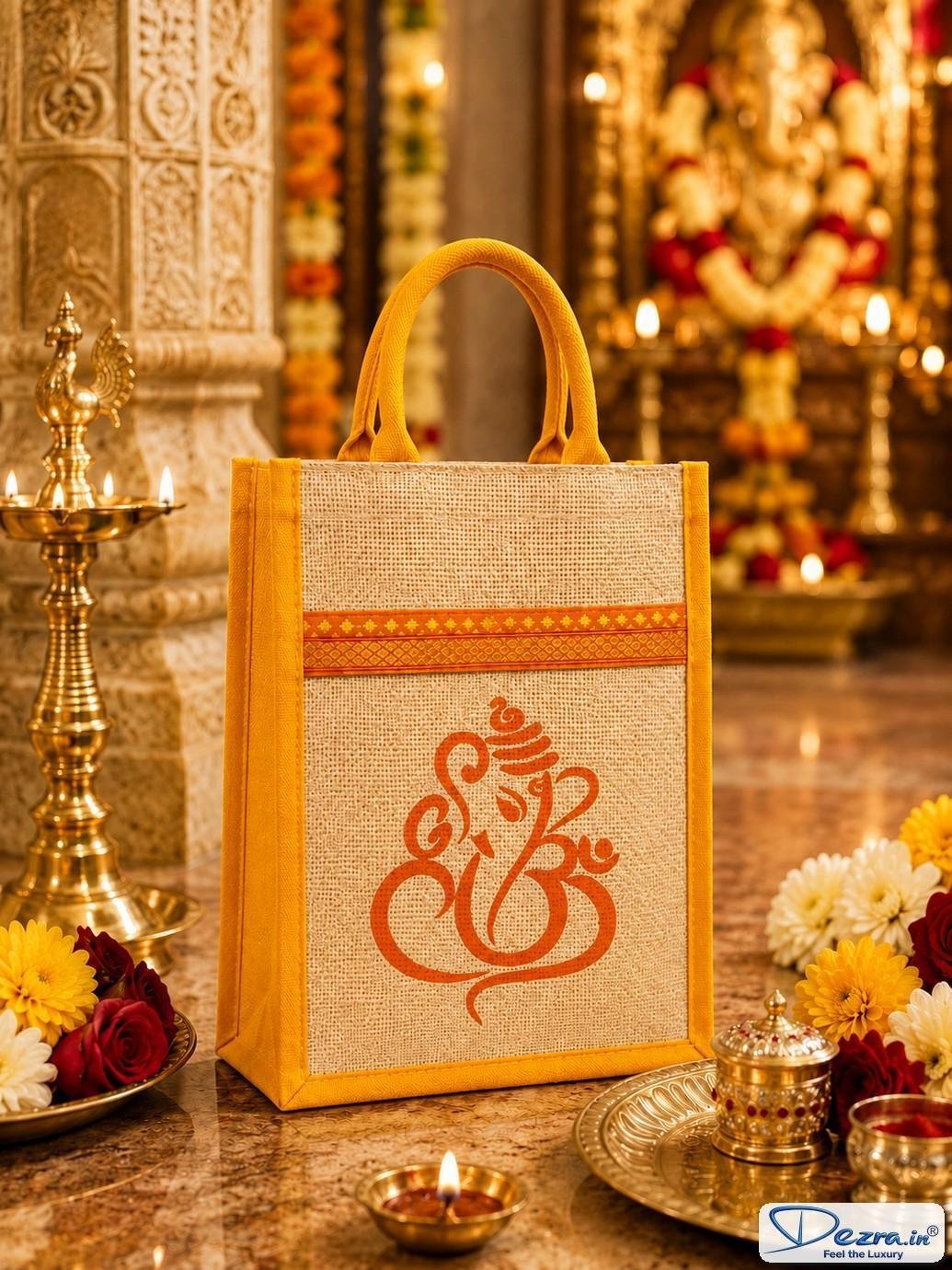 Ganesh Print Jute Return Gift Bags | Reusable Gift Bags for Every Celebration - Image 5