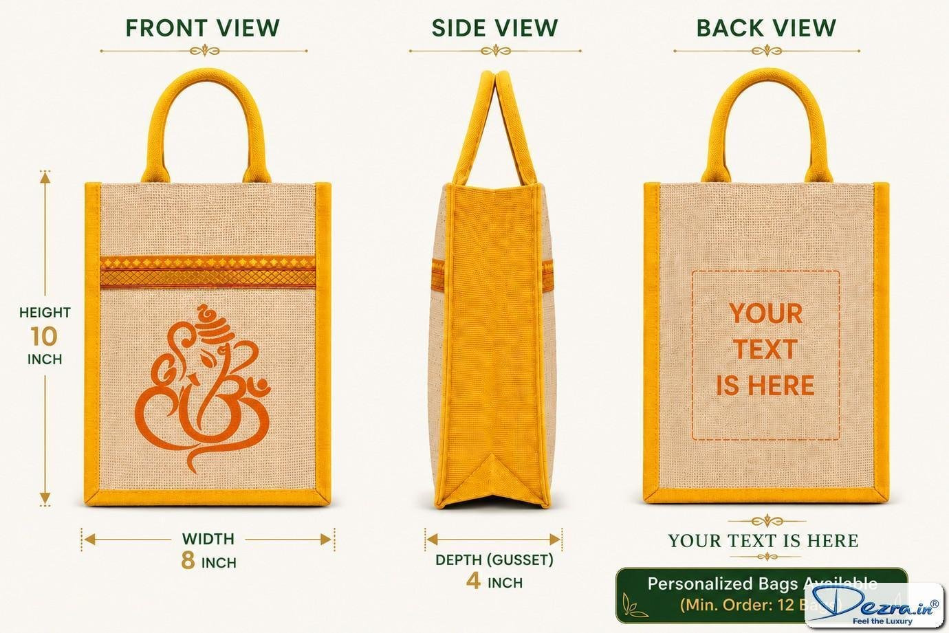 Ganesh Print Jute Return Gift Bags | Reusable Gift Bags for Every Celebration - Image 6