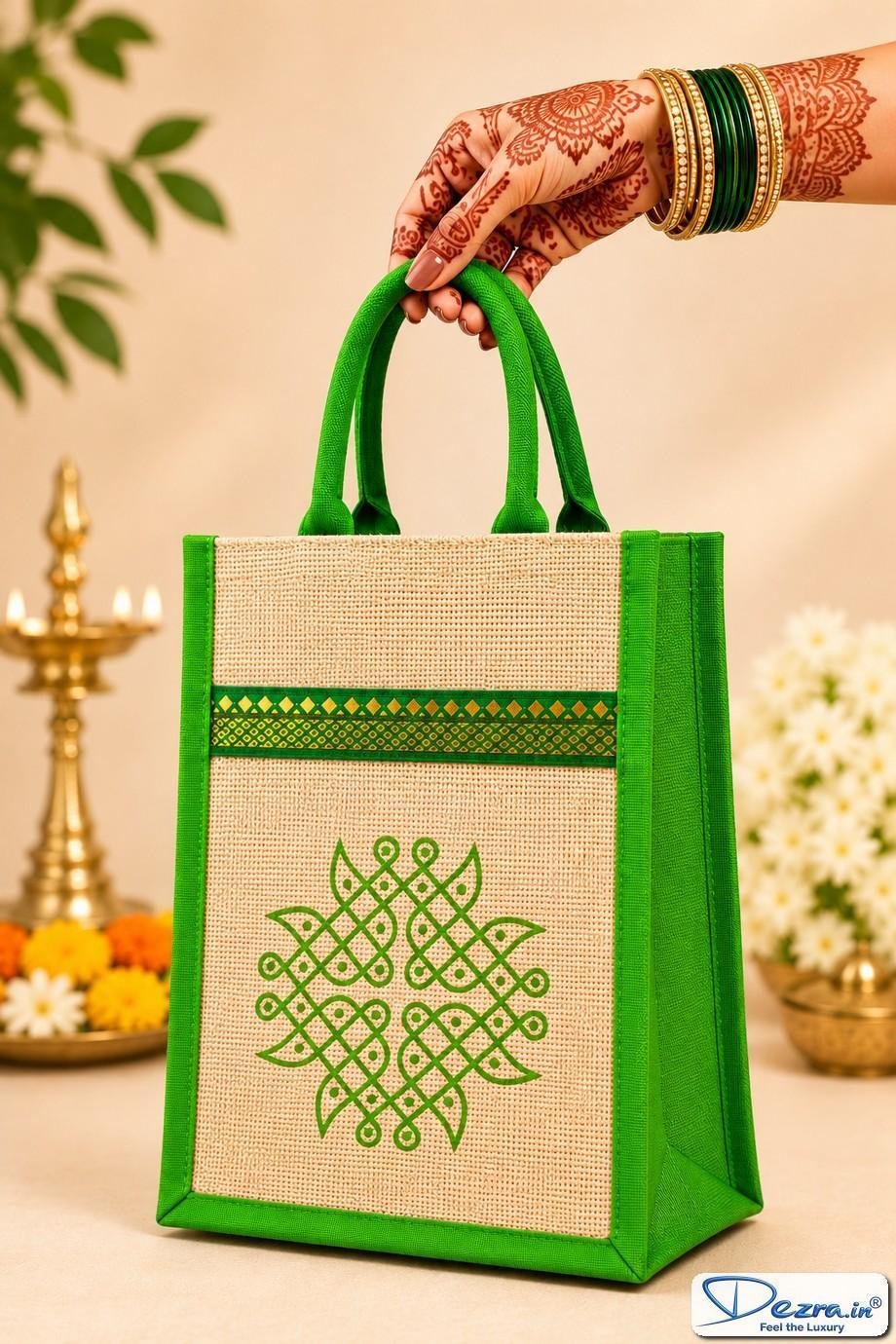 Traditional Kolam Jute Return Gift Bags | Perfect for Every Functions - Image 2