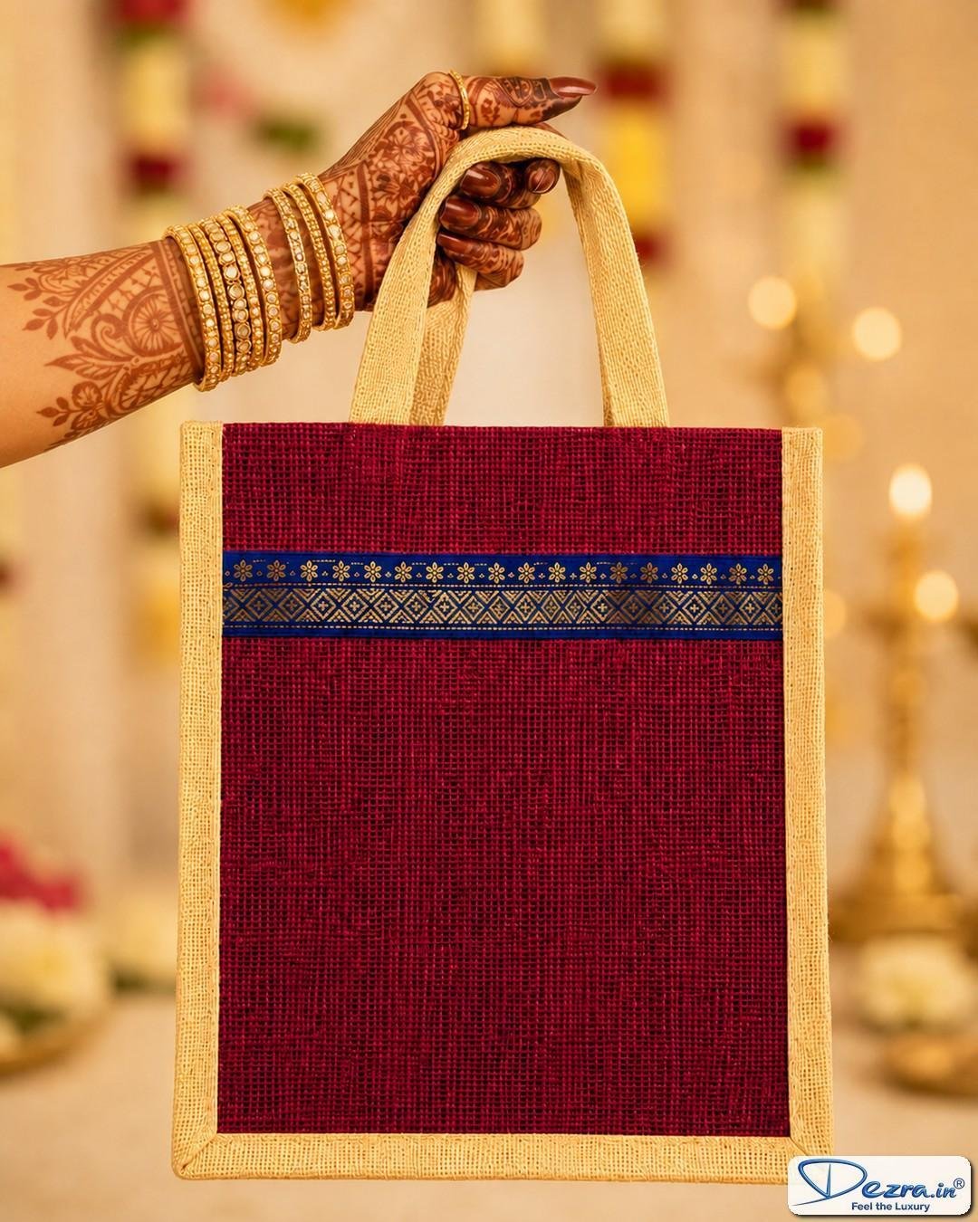 Premium Plain Jute Return Gift Bags | Eco-Friendly Wedding & Thamboolam Bags - Image 2