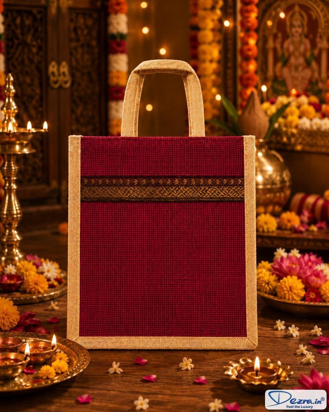 Premium Plain Jute Return Gift Bags | Eco-Friendly Wedding & Thamboolam Bags - Image 4