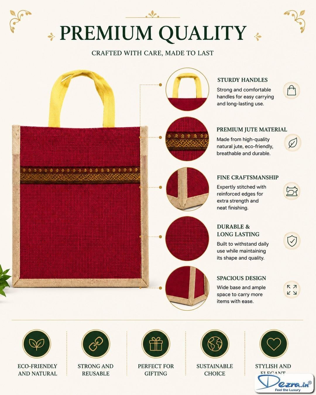 Premium Plain Jute Return Gift Bags | Eco-Friendly Wedding & Thamboolam Bags - Image 7
