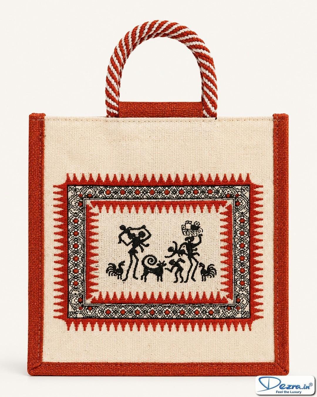 Warli Print Jute Return Gift Bags | Perfect for Every Celebration