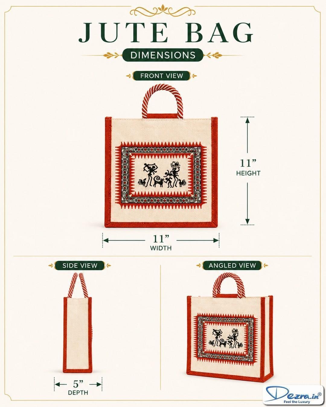 Warli Print Jute Return Gift Bags | Perfect for Every Celebration - Image 5