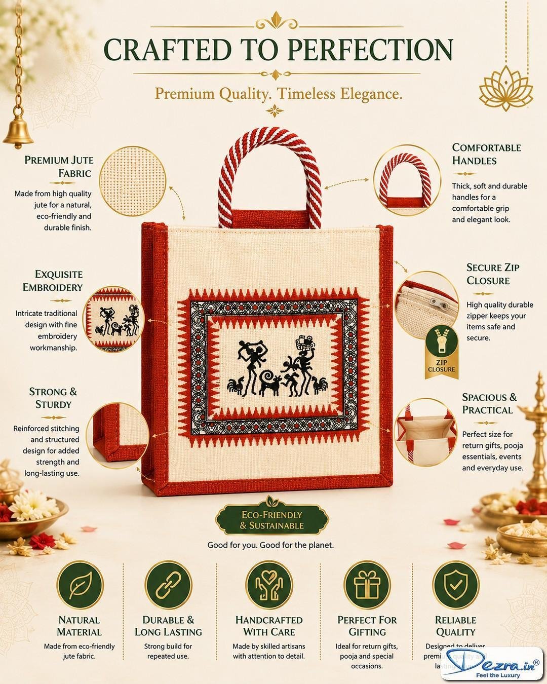 Warli Print Jute Return Gift Bags | Perfect for Every Celebration - Image 7
