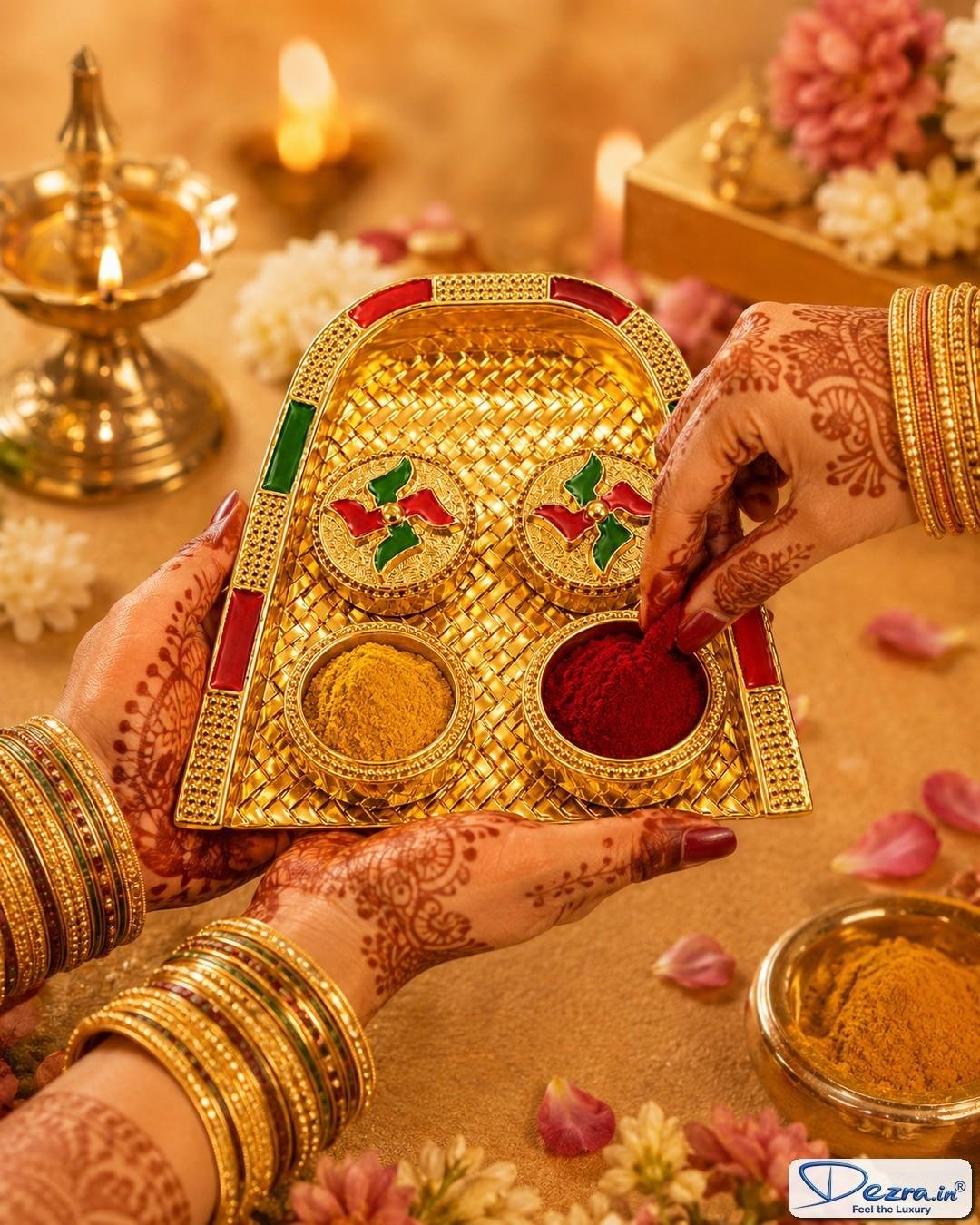 Kumkum Manjal Tray Set | Traditional Return Gift for Pooja, Wedding, Housewarming & Baby Shower
(Purchased by MADURAI MEENAKSHI AMMAN Temple Shop's) - Image 2