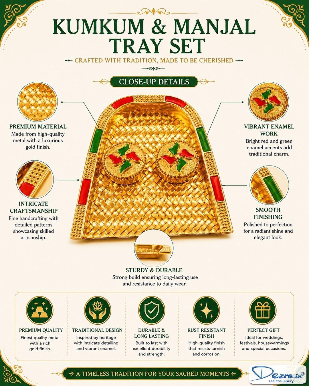 Kumkum Manjal Tray Set | Traditional Return Gift for Pooja, Wedding, Housewarming & Baby Shower
(Purchased by MADURAI MEENAKSHI AMMAN Temple Shop's) - Image 6